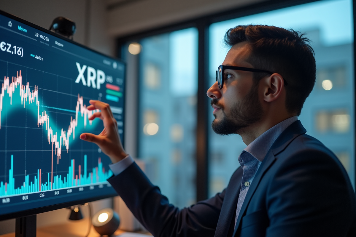 Professionnel analysant un graphique XRP en hausse