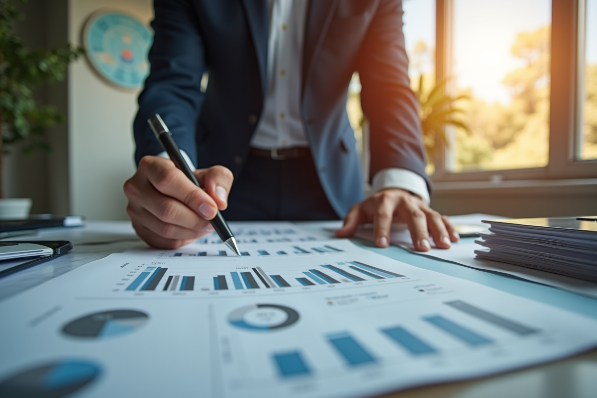 Professionnel confiant analysant des documents financiers