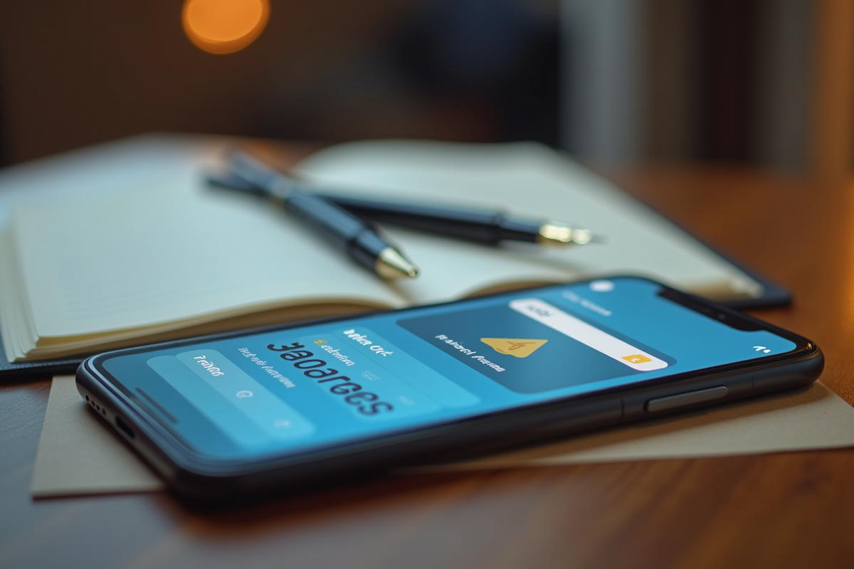 Application bancaire sur smartphone affichant une alerte de solde