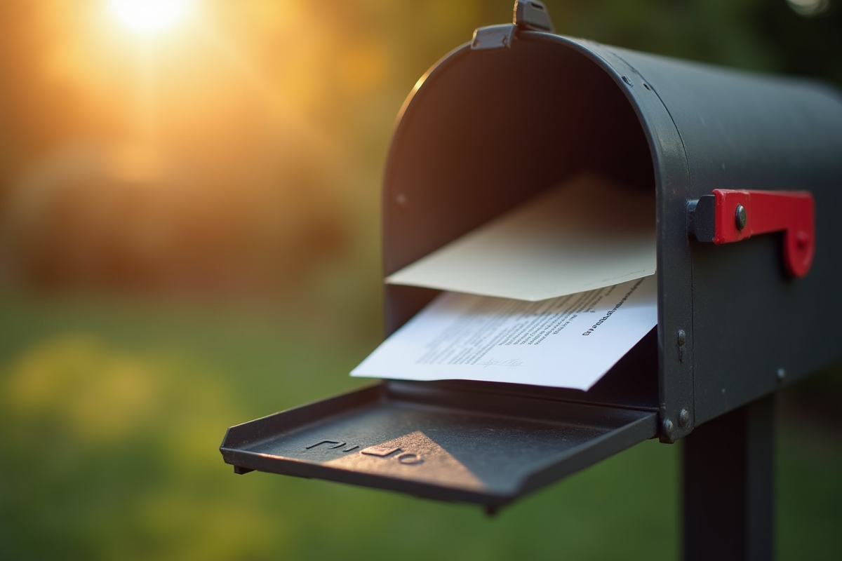 Boîte aux lettres avec une lettre officielle suspecte