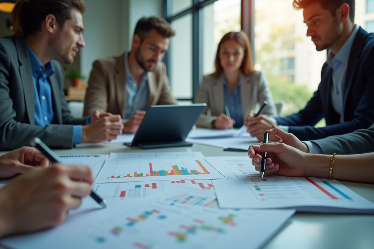 Professionnels discutant autour de documents d investissement