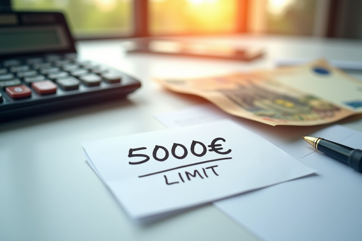 Détails de documents financiers avec une note de limite de 5000 euros
