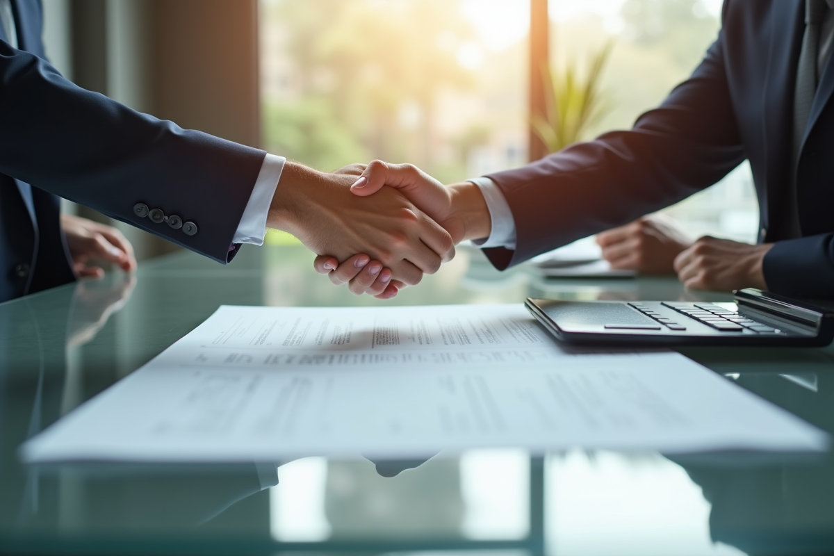 Mains échangeant un contrat de prêt personnel signé