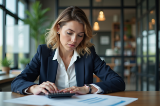 Femme d'affaires en réunion de travail dans un bureau moderne