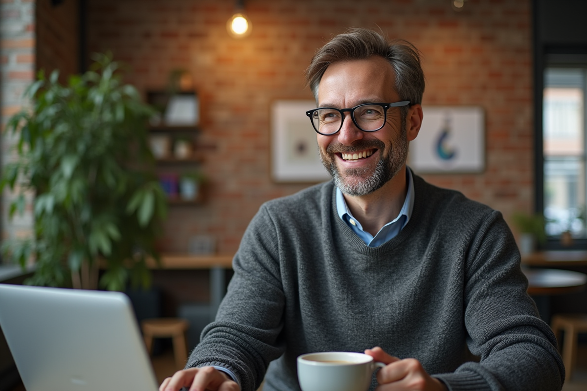 Homme en vidéo appel discutant de sponsoring podcast