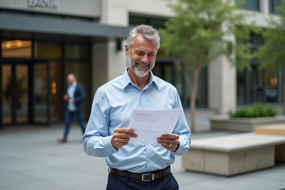 Homme d age examine un relevé de pret