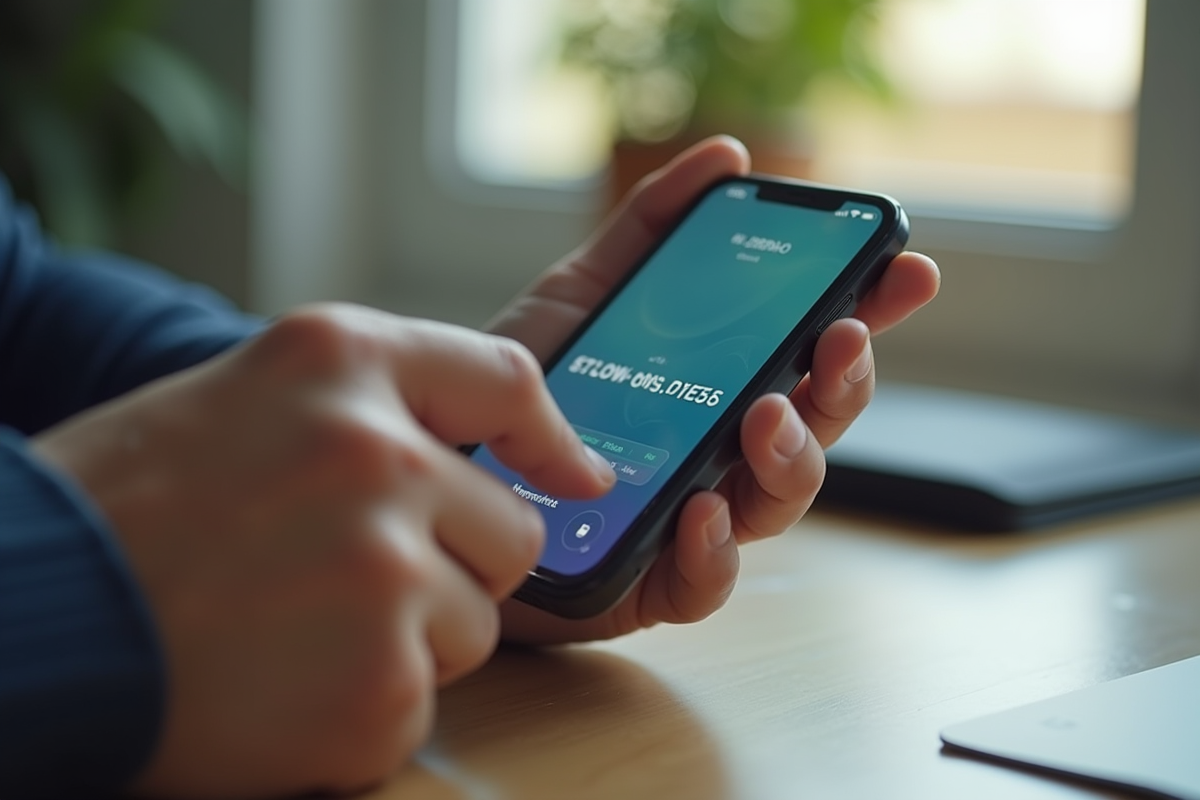 Mains tenant un portefeuille crypto et un smartphone avec adresse
