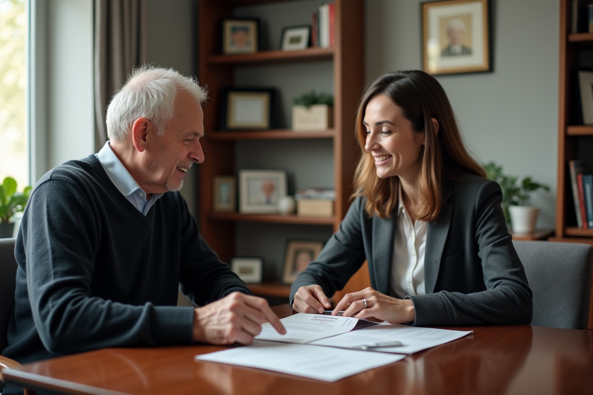 Rencontre entre une professionnelle et un homme âgé